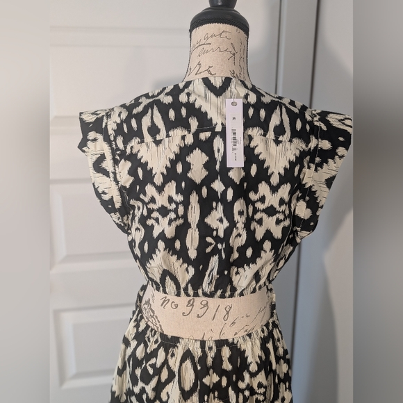 Steve Madden Black & Ivory Tie-Front Maxi Dress Size L - Picture 4 of 9